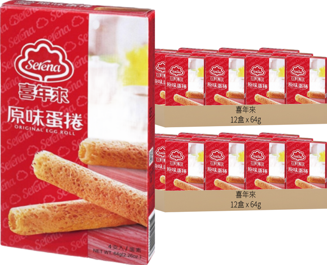 喜年來 原味蛋捲, 64g, 24盒