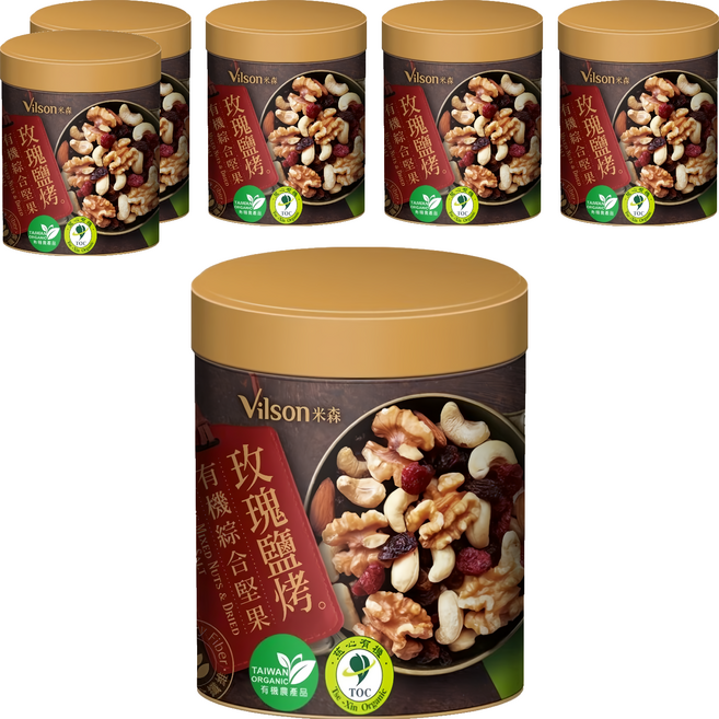 Vilson 米森 玫瑰鹽烤 有機綜合堅果, 150g, 6罐