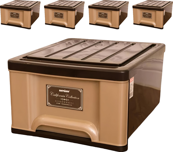 KEYWAY 聯府 抽屜整理箱 27L, 咖啡色, 5個