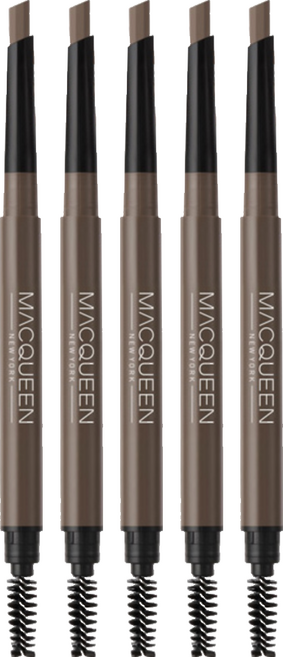 MACQUEEN NEWYORK 六角眉筆 自動旋轉 初學者適用 持久不暈染, 核桃棕, 5支
