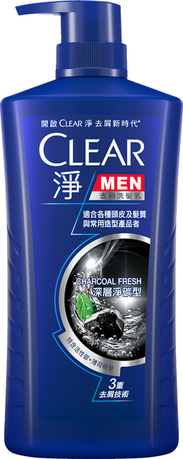 CLEAR 淨 深層淨碳型 男士去屑洗髮乳, 750g, 1瓶