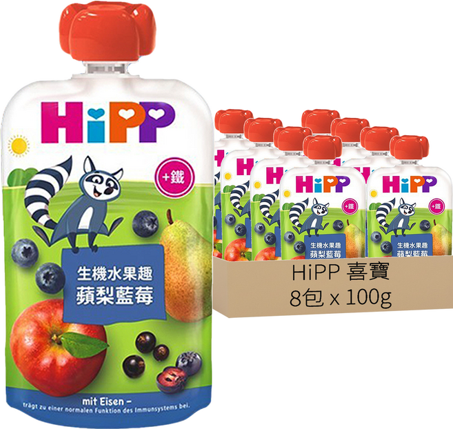 HiPP 喜寶 生機水果趣, 100g, 8包
