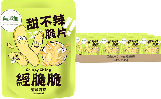 Crispy Ching 經脆脆 甜不辣脆片 醬燒海苔, 45g, 24包