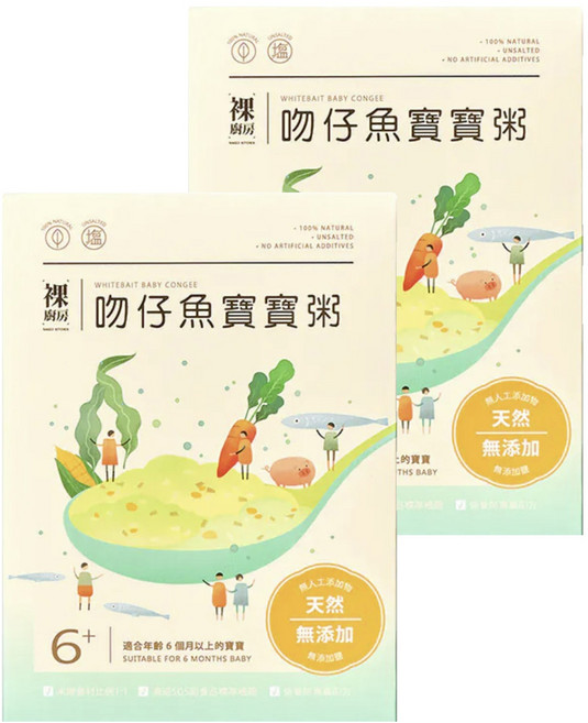裸廚房 常溫小寶寶粥 吻仔魚 *5包 六個月以上寶寶副食品 無添加, 600g, 2盒