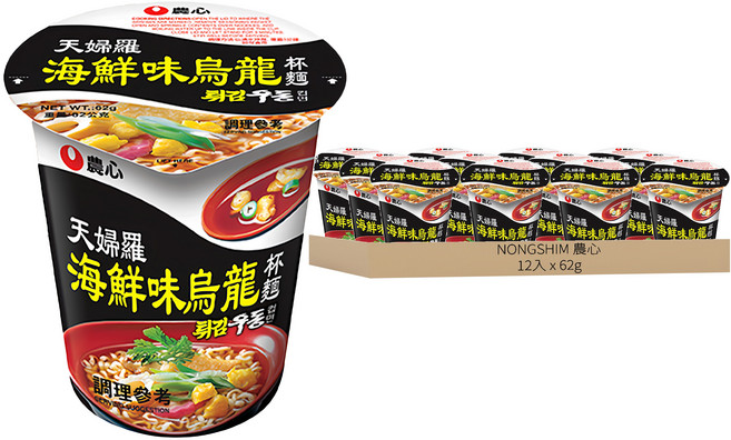 NONGSHIM 農心 天婦羅海鮮味烏龍杯麵 62g, 12入