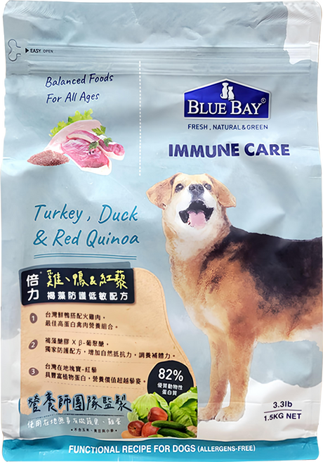 BLUE BAY 倍力 褐藻防護低敏配方 犬用飼料 1.5kg 機能配方, 火雞 + 鴨 + 台灣紅藜, 1袋