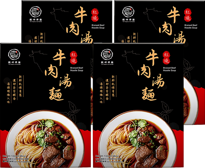 大甲佳旭 紅燒牛肉湯麵 新鮮乾燥青蔥 濃郁芬芳醇香, 132g, 4盒