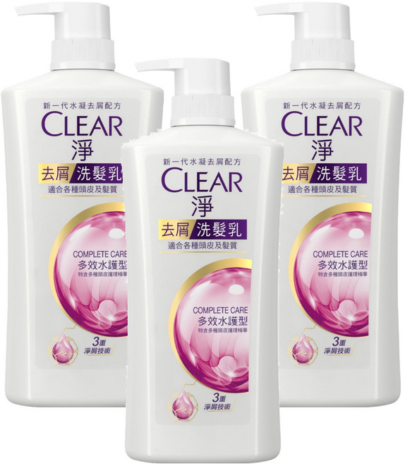 CLEAR 淨 女士去屑洗髮乳 多效水護型, 750g, 3瓶