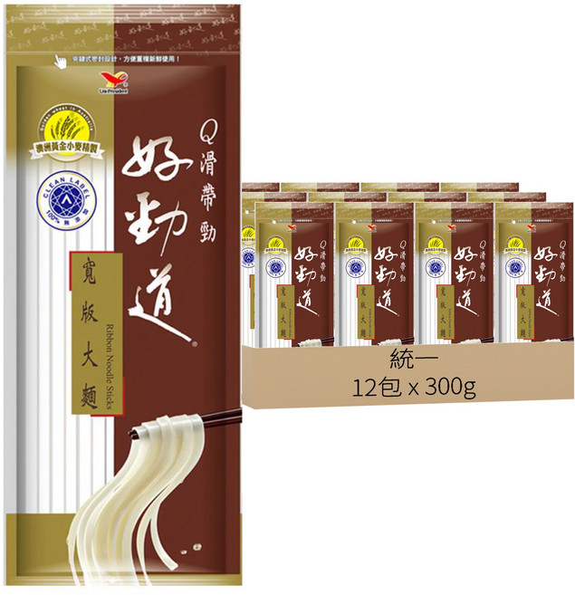 統一 好勁道 寬版大麵, 300g, 12包