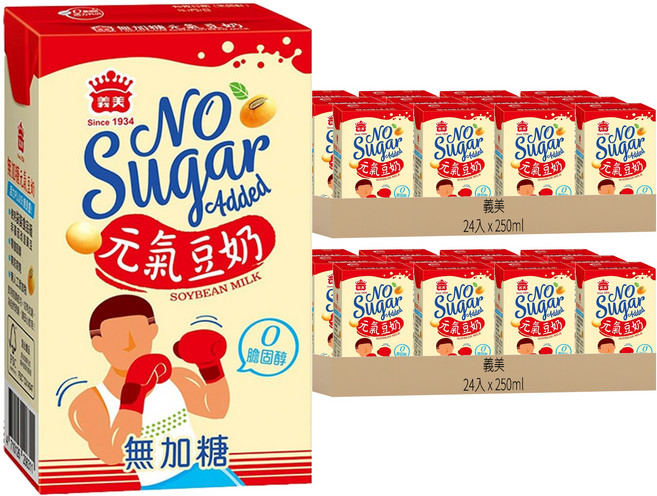 義美 元氣無糖豆奶, 250ml, 48入