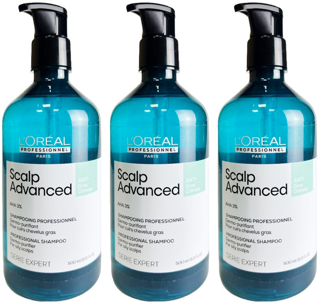 L'OREAL PROFESSIONNEL 巴黎萊雅PRO 絲漾博水楊酸控油洗髮精500ml, 3入