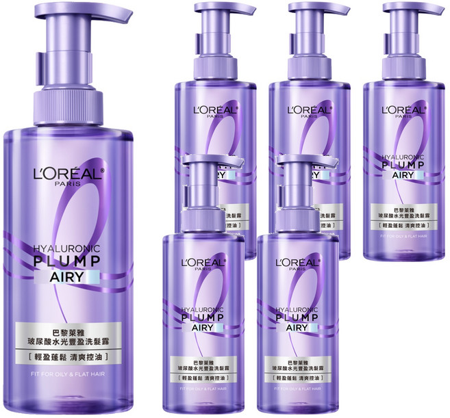 L'OREAL PARiS 巴黎萊雅 玻尿酸水光豐盈洗髮露, 6個, 440ml