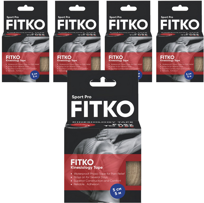 FITKO 飛客 肌力貼 運動型升級款 5m x 5cm 皮膚色, 1捲, 5盒