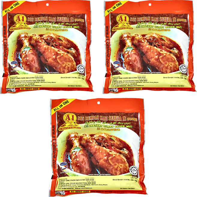 A1 地球山標 A1牌 南洋風味肉類咖哩醬料, 230g, 3包