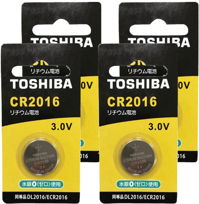 TOSHIBA 東芝 鈕扣電池 CR2016, 4個, 1入