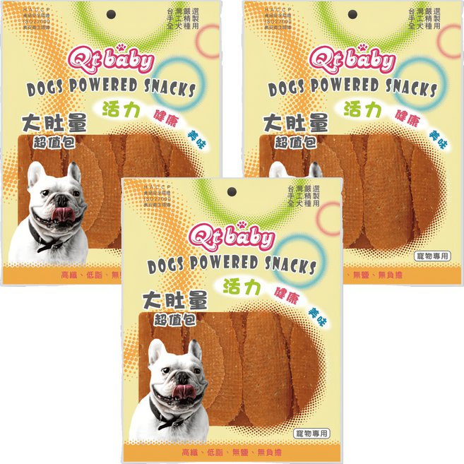 Qt baby 313大肚量 香軟薄片量販包 320g 狗零食, 雞胸肉, 3包