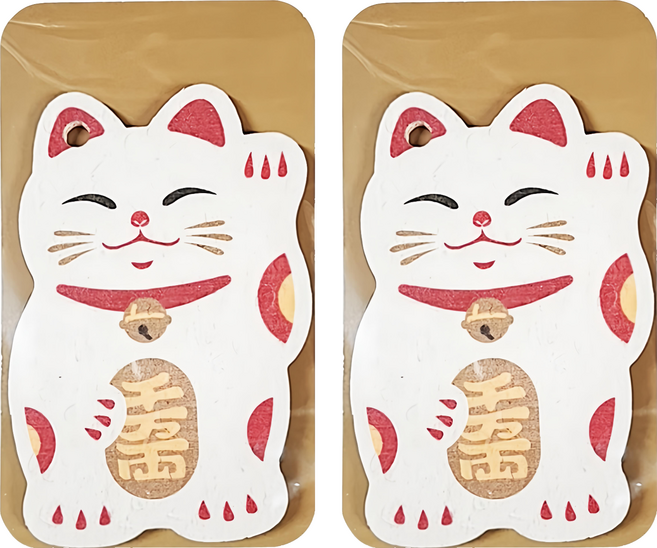 SHIMOYAMA 新款膨脹木漿棉海綿 招財貓 小貨, 2入, 1個
