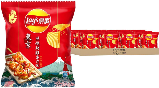 Lay's 樂事 波樂洋芋片 東京照燒烤雞串口味, 85g, 12包