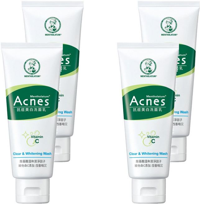 MENTHOLATUM 曼秀雷敦 Acnes 台灣公司貨 抗痘美白洗面乳, 100g, 4條