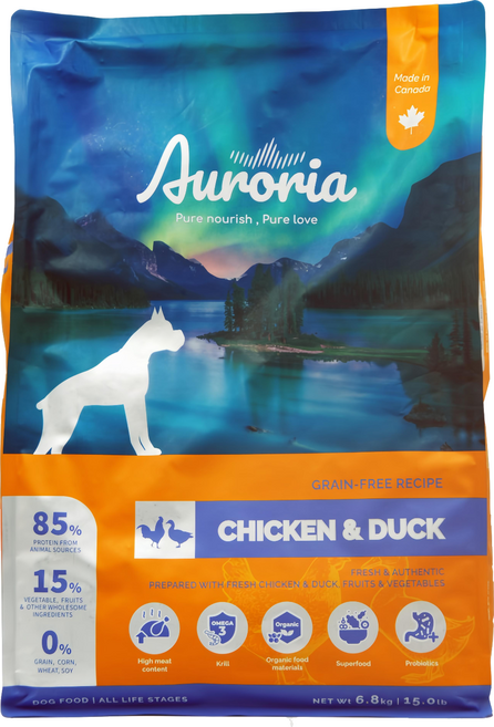 Auroria 極光 全齡犬 無穀天然犬糧, 1包, 6800g, 雞肉 + 鴨肉