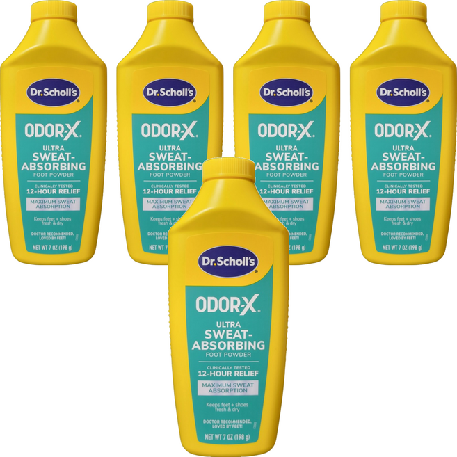 Dr. Scholl's 爽健 Odor-X 超乾爽足粉, 5個, 198g, 1個裝