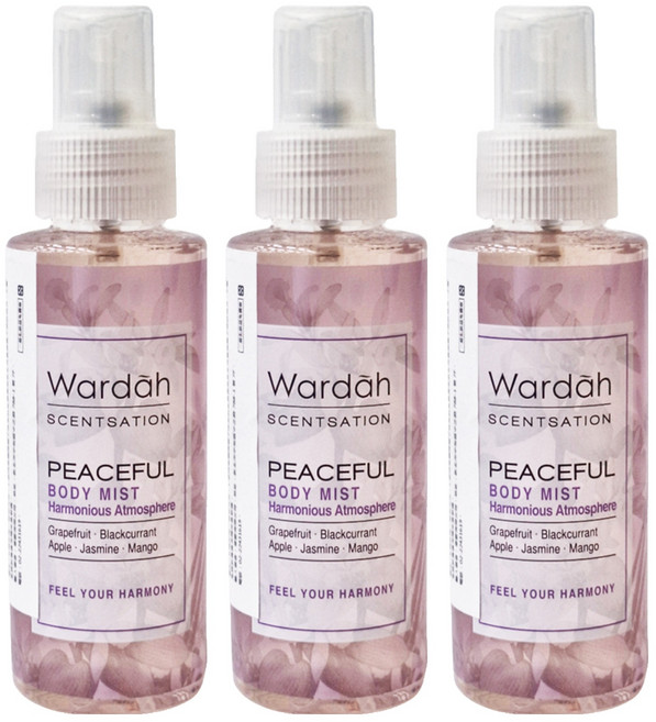 Wardah 身體香水噴霧 Peaceful, 100ml, 3瓶