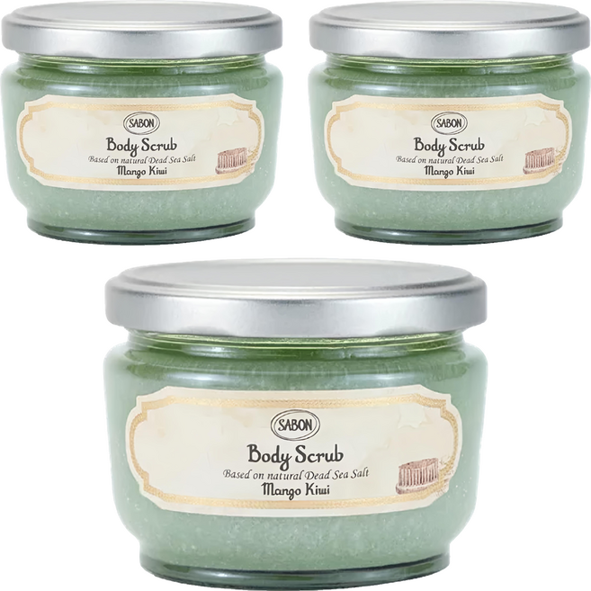 SABON 身體磨砂膏 芒果奇異果, 320g, 3罐