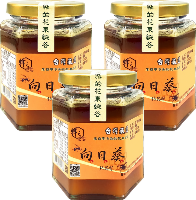 蜂之饗宴 向日葵蜂蜜 結晶蜜, 3個, 320g