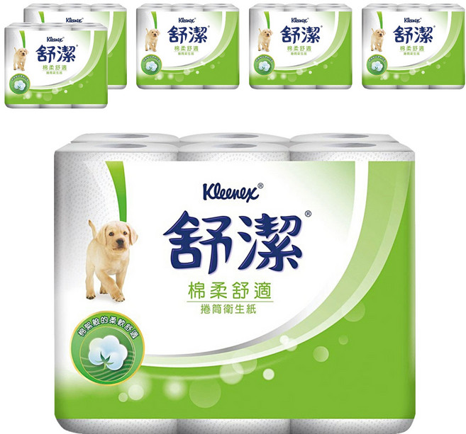 Kleenex 舒潔 棉柔舒適捲筒衛生紙 300張, 12捲, 6袋