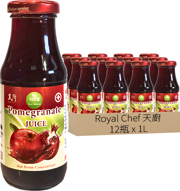 Royal Chef 天廚 100%天然石榴汁, 1L, 12瓶