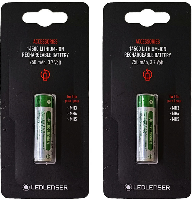 LEDLENSER 萊德雷神 14500充電鋰電池 凸頭 MH3/MH4/MH5專用 750mAh 3.7V, 1個, 2個