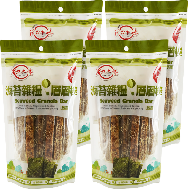 屹兆莊 活力本味 海苔雜糧層層棒, 180g, 4袋