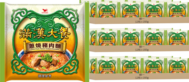 統一 滿漢大餐 蔥燒豬肉麵 193g, 36包