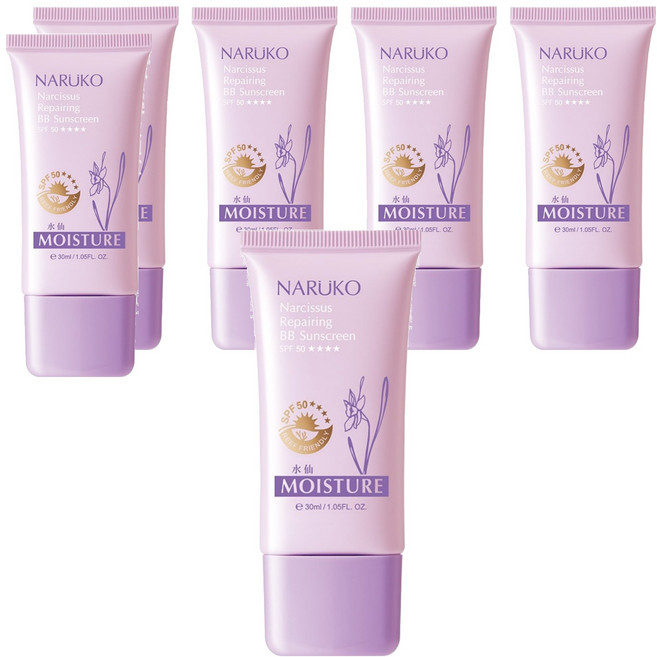NARUKO 牛爾 台灣公司貨 水仙奇蹟修護BB防曬乳 SPF 50, 30ml, 6條