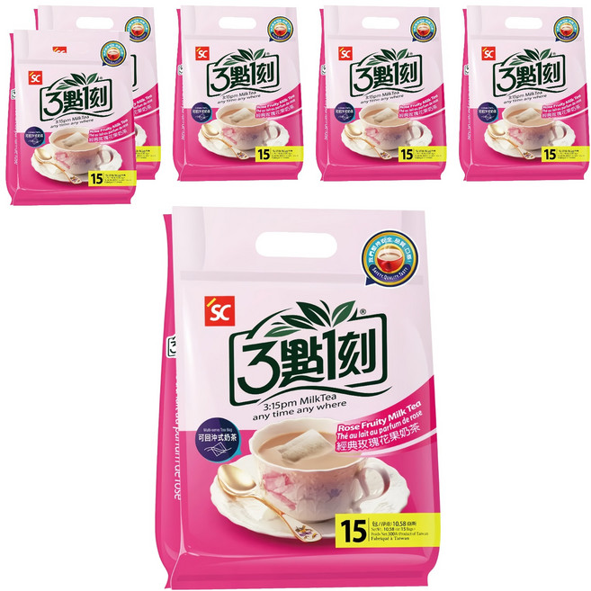 3點1刻 經典玫瑰花果奶茶, 20g, 15包, 6袋