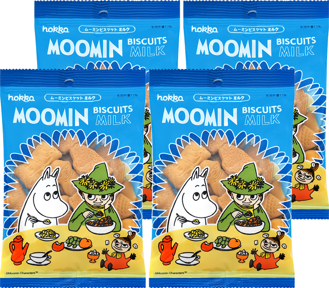 Hokka 北陸製菓 嚕嚕米造型餅乾 牛奶口味, 72g, 4包