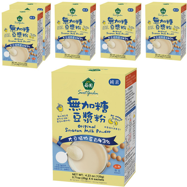 薌園 無加糖豆漿粉, 120g, 6盒