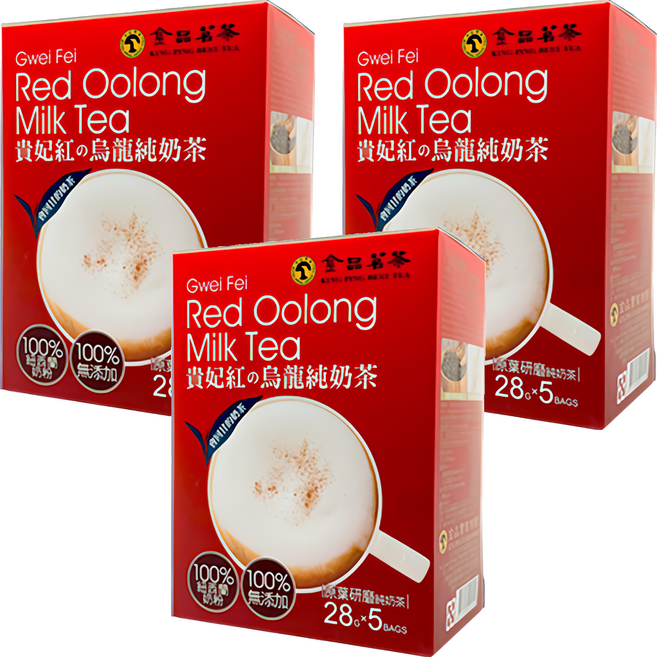 KING PING BEST TEA 金品茗茶 貴妃紅烏龍奶茶, 28g, 5包, 3盒