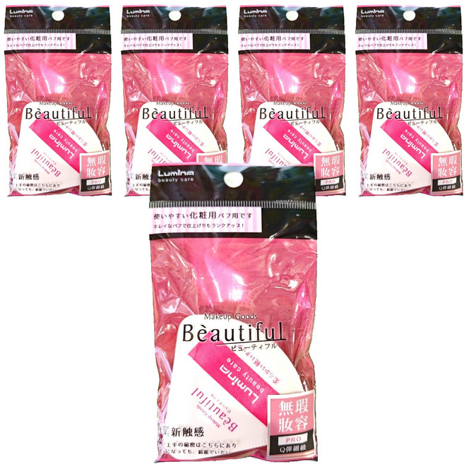 Lumina 露蜜 舒芙蕾氣墊粉撲 扇型, 5個, 白色/無香味