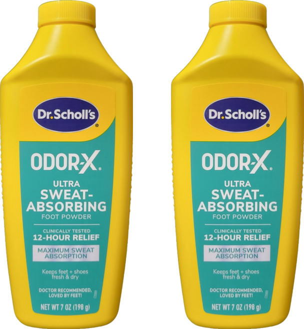 Dr. Scholl's 爽健 Odor-X 超乾爽足粉, 2個, 198g, 1個裝