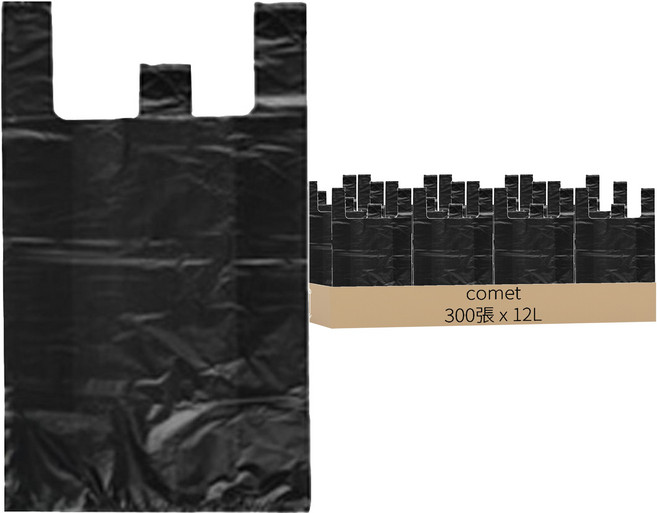 comet 黑色手提塑膠袋, 12L, 300張