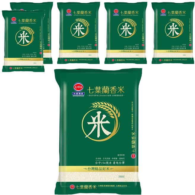 三好米 履歷七葉蘭香米 一等米, 1.5kg, 6包