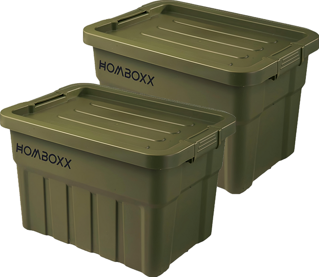 HOMBOXX 工業風高荷重附蓋收納箱 大型款 26L, 軍規綠, 2個