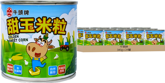 牛頭牌 甜玉米粒, 340g, 24罐