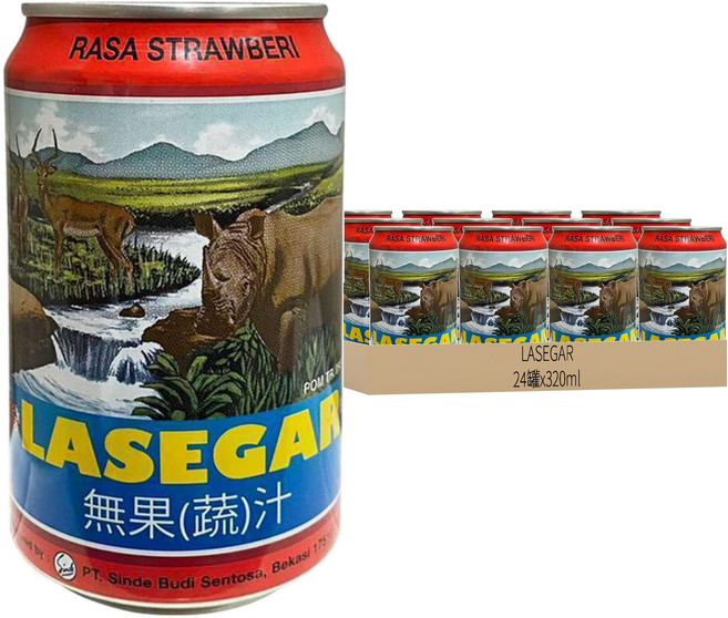 LASEGAR COOLING DRINK Strawberry Flavor 草莓風味清涼水, 320ml, 24罐