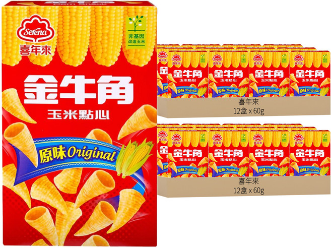 喜年來 金牛角 玉米點心 原味, 60g, 24盒