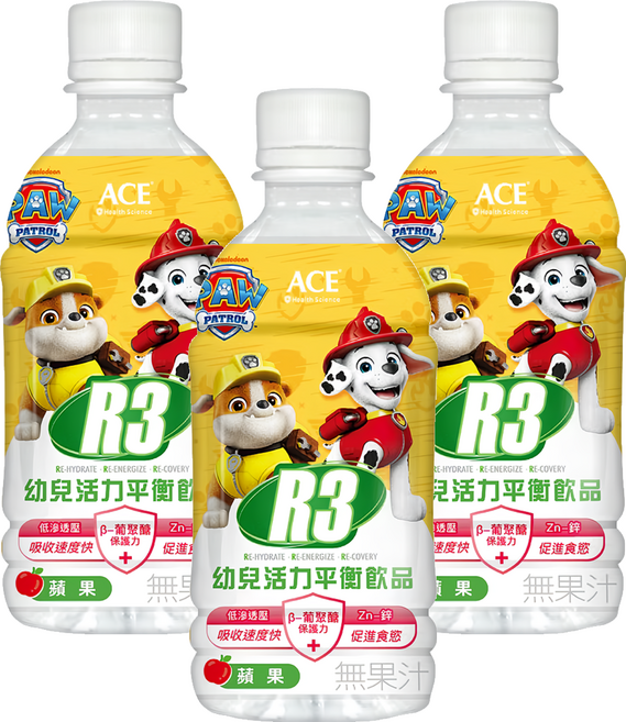 Glory Nutria 維維樂 ACE SCIENCE R3 幼兒活力平衡飲品 蘋果口味, 350ml, 3瓶