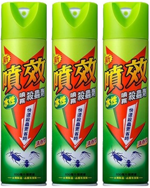 噴效 水性噴霧殺蟲劑 清香型, 600ml, 3瓶
