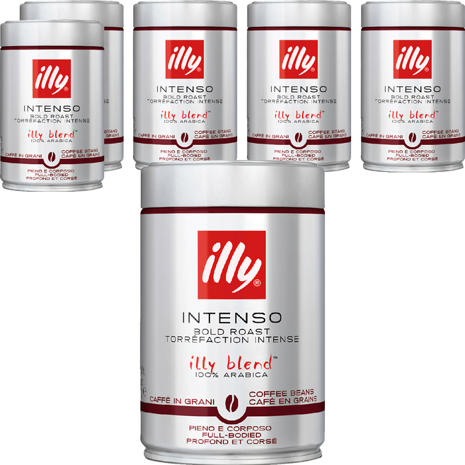 illy 意利咖啡 深培咖啡豆 全豆 無研磨, 全豆(無研磨), 250g, 6罐