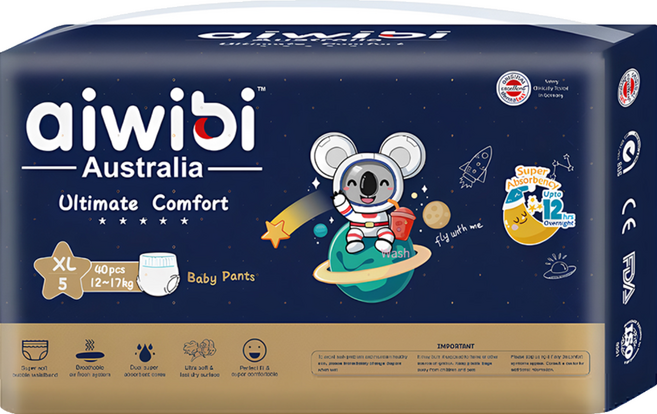 aiwibi 愛薇彼 夜用甄柔瞬吸 褲型尿布, XL, 40片